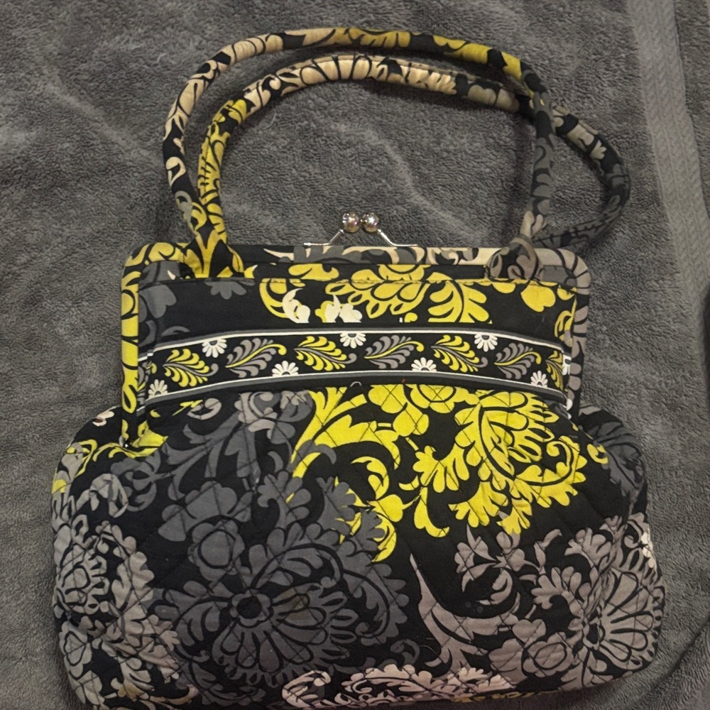 Vera Bradley Black and Yellow Floral Shoulder Bag